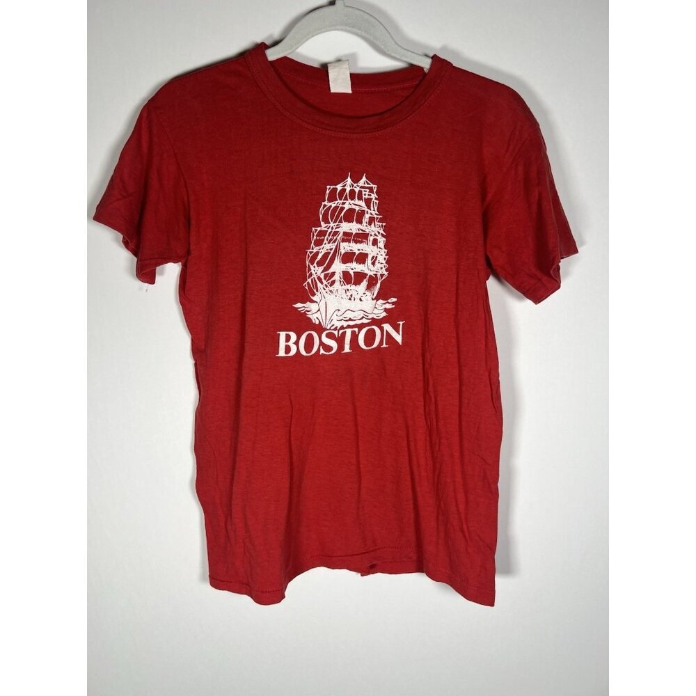 Vintage 70s Sportswear single stitch red BOSTON tall ships tshirt M retro